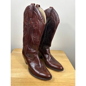Dan Post Milwaukee Boots Women's 7 Black Cherry Leather Spain Cowgirl Western